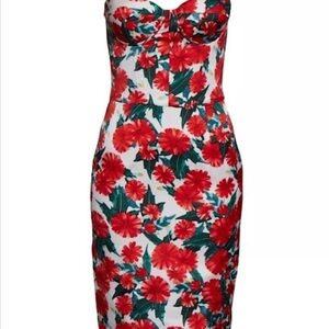 Floral Red and Green Women's Dress